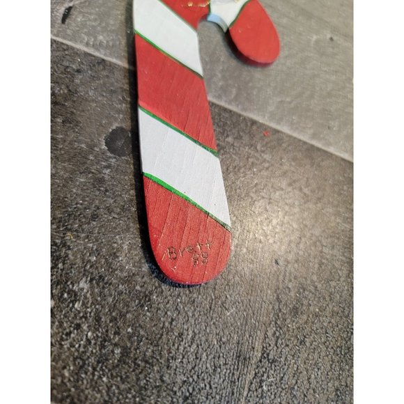 Wooden Candy cane Mistletoe ornament xmas - Picture 3 of 3